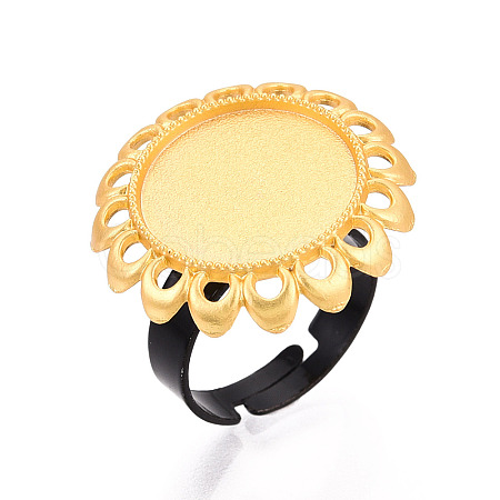 Adjustable Flower Alloy & Iron Bezel Cup Ring Base with Rotatable Tray MAK-T012-08G-1