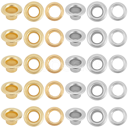 200Pcs 2 Colors Iron Grommet Eyelet Findings IFIN-GF0001-59A-1