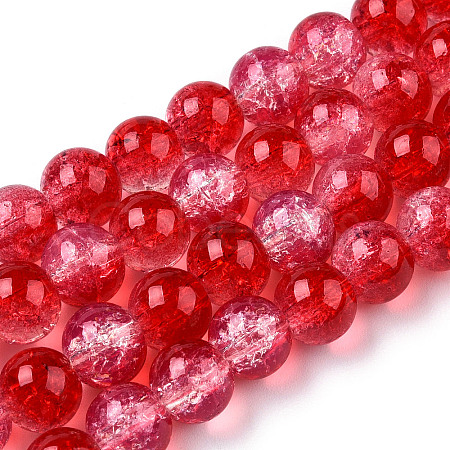 Transparent Crackle Baking Paint Glass Beads Strands DGLA-T003-01B-08-1