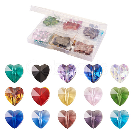 150Pcs 15 Colors Transparent Glass Beads GLAA-CD0001-09-1