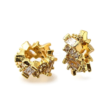 Column Brass Micro Pave Cubic Zirconia European Beads KK-L230-05G-1