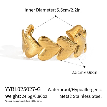 Heart 304 Stainless Steel Cuff Bangles for Women LI3169-1-1