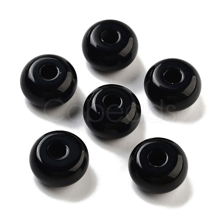 Natural Black Obsidian European Beads G-C134-04A-1