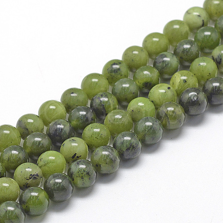 Natural Canadian Jade Beads Strands G-R446-8mm-08-1