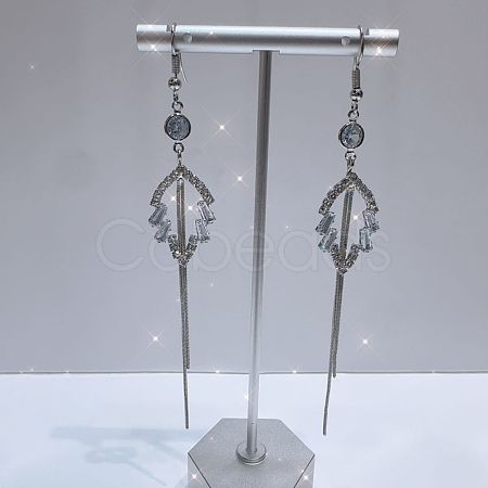 Exaggerated Clear Cubic Zirconia Tassel Dangle Earrings RO8227-1-1
