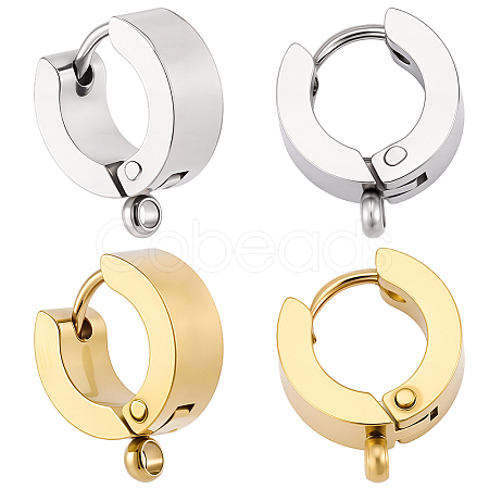 16Pcs 2 Colors 304 Stainless Steel Huggie Hoop Earrings Findings STAS-BBC0009-68B-1