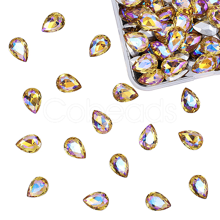 Olycraft Pointed Back Glass Rhinestone Cabochons RGLA-OC0001-09G-1