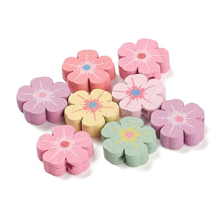 Spray Painted Natural Maple Wood Beads WOOD-M007-13-1
