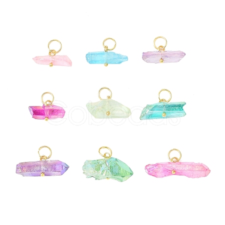 Dyed Natural Quartz Crystal Nuggets Pendants PALLOY-JF04582-02-S-1