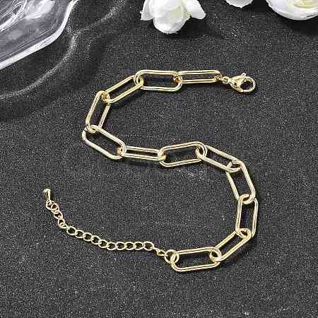 Brass Paperclip Chain Bracelets for Women LS-BJEW-H639-09G-1