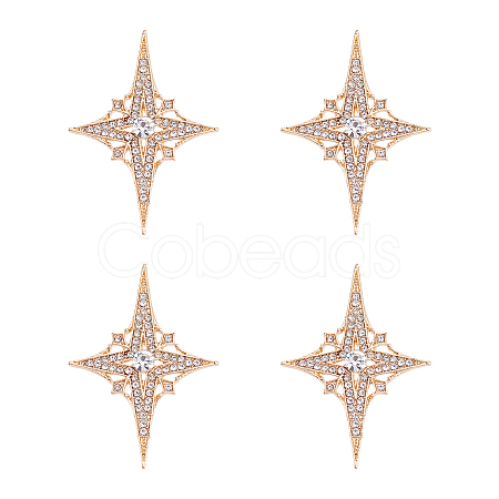 4Pcs Alloy Rhinestone Lapel Pins for Backpack Clothes JEWB-HY0001-64A-1