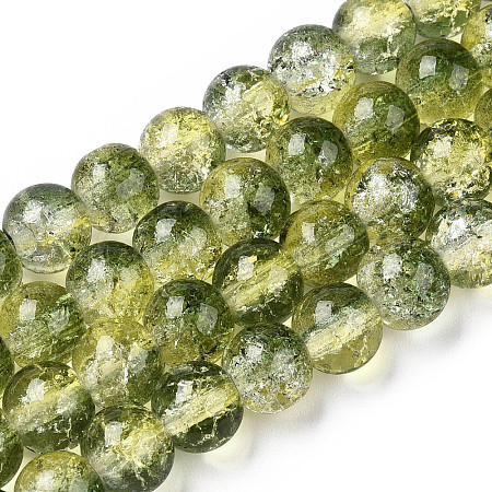Two-Tone Crackle Baking Paint Transparent Glass Beads Strands CCG-T004-8mm-01-1
