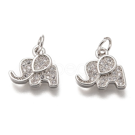 Brass Micro Pave Clear Cubic Zirconia Charms ZIRC-C020-35P-1