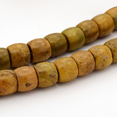 Natural Larderite Shoushan Tianhuang Stone Drum Bead Strands G-E252-27-1