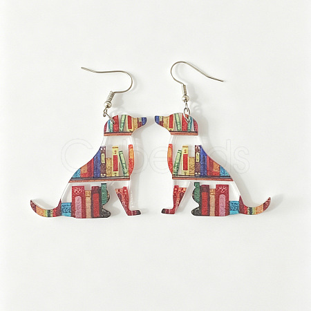 Printed Iron Acrylic Dangle Earrings WG7378E-02-1