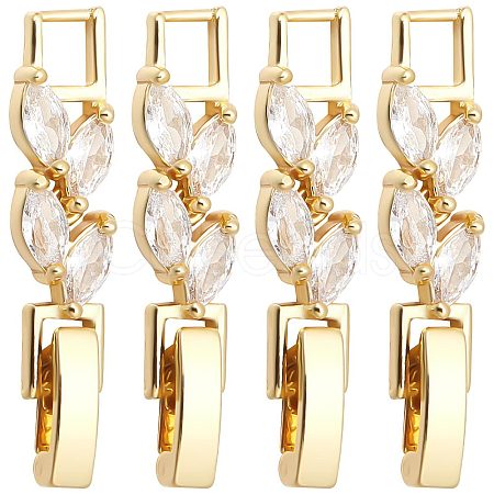 SUNNYCLUE 10Pcs Rack Plating Brass Clear Cubic Zirconia Watch Band Clasps KK-SC0003-11G-1