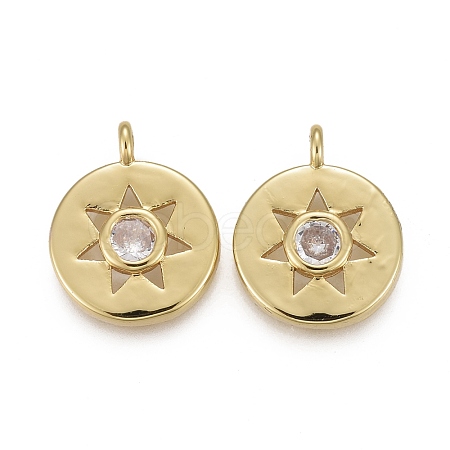 Brass Micro Pave Clear Cubic Zirconia Pendants KK-F821-23G-1