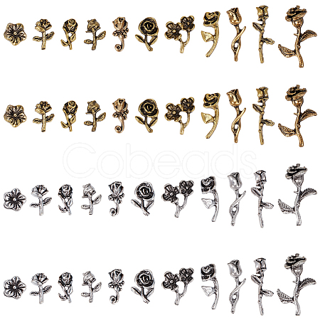 88Pcs 22 Styles Flower Alloy Cabochons FIND-SP0004-78A-1