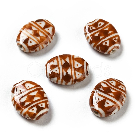 Handmade Printed Porcelain Beads PORC-F005-01A-1