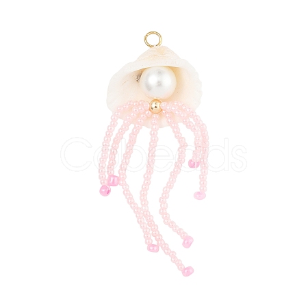 Natural Shell & Glass Pearl Big Pendants PALLOY-FS00031-1