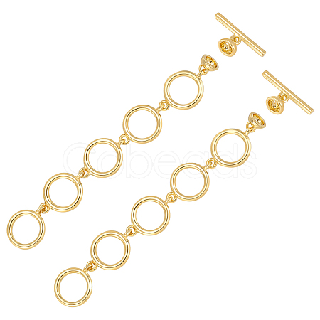2Pcs Brass Toggle Clasps KK-BC0014-78G-1