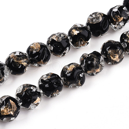 Handmade Gold Foil Glass Beads Strands FOIL-N029-04E-1
