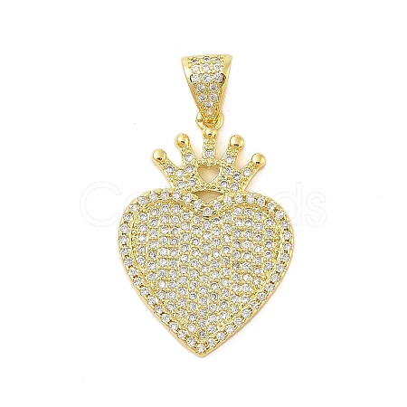 Heart Rack Plating Brass Micro Pave Cubic Zirconia Pendants KK-Z074-56G-1