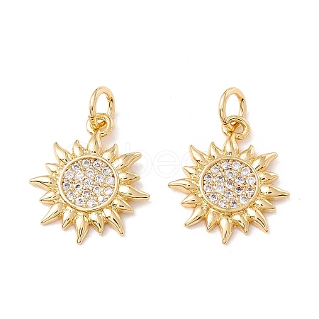 Brass Micro Pave Clear Cubic Zirconia Pendants X-ZIRC-P098-08G-1