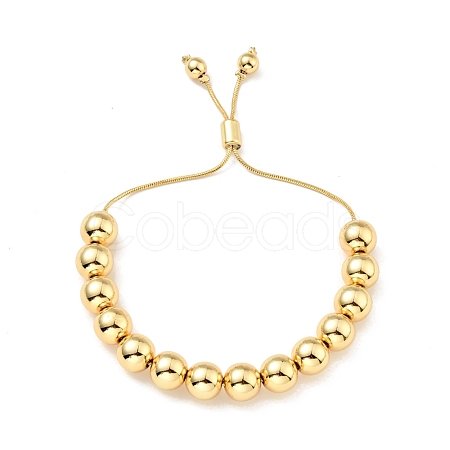 Rack Plating Brass Round Beaded Slider Bracelet for Women BJEW-B066-01A-03-1