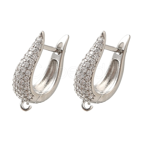 Rack Plating Brass Micro Pave Cubic Zirconia Hoop Earring Findings EJEW-H143-07P-1