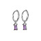 Anti-Tarnish Platinum Rhodium Plated 925 Sterling Silver Dangle Hoop Earrings for Women, Rectangle, Lilac, 19.8mm