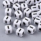 White Opaque Acrylic Beads, Horizontal Hole, Cube with Black Alphabet, Letter.I, 4~5x4~5x4~5mm, Hole: 1.8mm, about 240pcs/20g