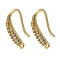 Rack Plating Brass Micro Pave Clear Cubic Zirconia Earring Hooks, Ear Wire, Long-Lasting Plated, Lead Free & Cadmium Free, Real 18K Gold Plated, 16.5x9x4mm, Hole: 1mm, Pin: 1mm