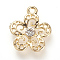 Alloy Rhinestones Pendants, Flower, Golden, 20.5x17.5x4.5mm, Hole: 2mm