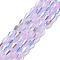 Baking Painted Glass Beads Strands, Imitation Opalite, Faceted, AB Color, Bicone, Lilac, 4x8mm, Hole: 0.9mm, about 67pcs/strand, 22.44''(57cm)