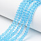 Glass Beads Strands, Faceted, Rondelle, Cyan, 6x5mm, Hole: 1mm, about 83~85pcs/strand, 38~39cm