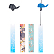 BENECREAT 2Pcs 2 Style Japanese Cast Iron Bell Wind Chimes, Paper Blessing Hanging Pendant, for Garden Patio Balcony Decoration, Fish, 440~450mm