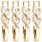 SUNNYCLUE 10Pcs Rack Plating Brass Clear Cubic Zirconia Watch Band Clasps, Cadmium Free & Lead Free, Long-Lasting Plated, Leaf, Golden, 32x6x4mm, Hole: 3x3.7mm