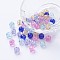 Baking Painted Crackle Glass Beads, Lavender Garden Mix, Round, Mixed Color, 8~8.5x7.5~8mm, Hole: 1mm, about 100pcs/bag