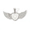 Alloy Pendant Cabochon Settings, with Crystal Rhinestone, Cadmium Free & Lead Free, Heart with Wing, Platinum, Tray: 23x25mm, 38.5x88x5mm, Hole: 16x6mm