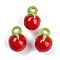 Handmade Lampwork Pendants, Tomato Charms, Red, 22~23x16~17x16~18mm, Hole: 3.5~5mm