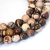 Natural Zebra Jasper Round Bead Strands X-G-E334-8mm-12-1