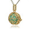 Golden Tone Brass Hollow Round Cage Pendants KK-J231-08G-2