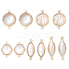 10Pcs 5 Styles Brass Pave Natural White Shell Connector Charms KK-PH0012-91A-1