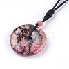 Adjustable Natural Rhodonite Pendant Necklaces NJEW-A125-C01-2