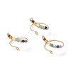 Natural Mixed Gemstone Braided Beaded Chakra Open Cuff Ring RJEW-JR00548-1