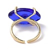 Lampwork Oval with Evil Eye Open Cuff Ring RJEW-I086-13G-01-3
