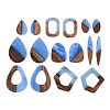 16Pcs 8 Styles Opaque Resin & Walnut Wood Pendants RESI-N053-10-1