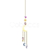 Glass & Brass Pendant Decorations HJEW-PW0002-05D-1