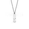 304 Stainless Steel Rectangle with Laser Cut Initial Pendant Necklaces FS-WG71FEF-17-1